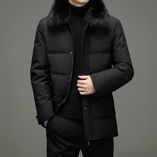 冬季中年羽绒服可脱卸毛领男中长款加厚冬装外套MYYL8903-P300，男装羽绒服，电商B212（原钱塘6029）