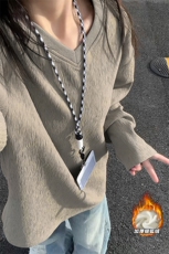 加绒银狐绒男450g重磅肌理感宽松长袖T恤T24509J加绒-特P33控65，男装T恤，电商A001