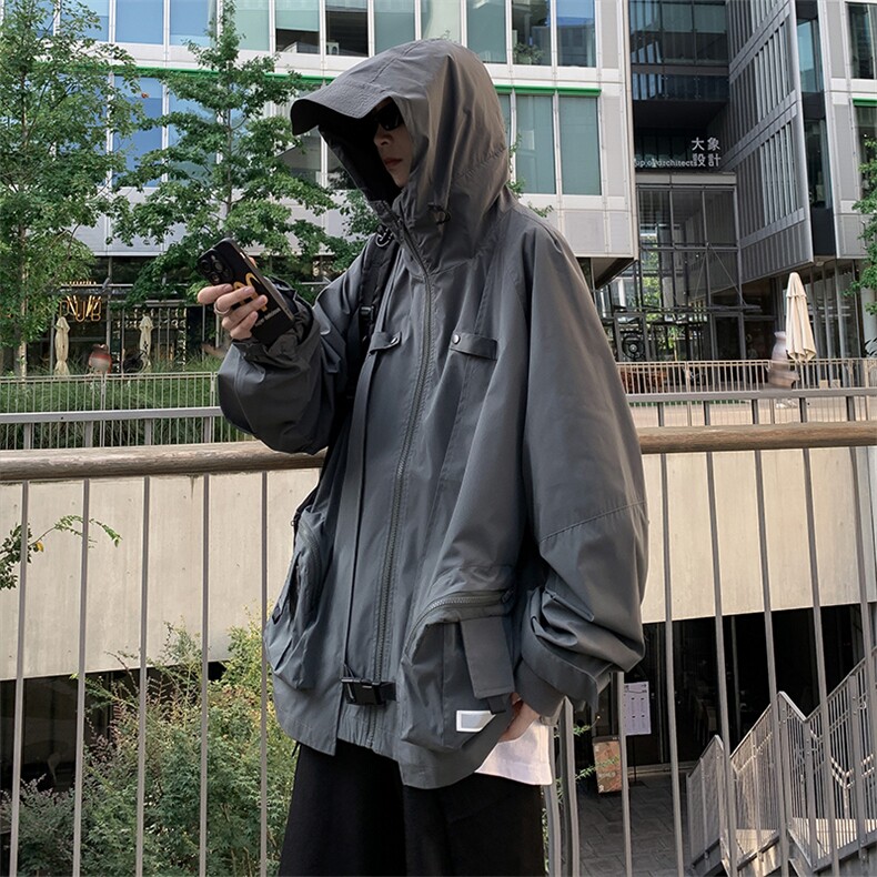 A940-P72 秋冬季潮牌连帽工装冲锋衣外套男户外潮流机能风夹克图片