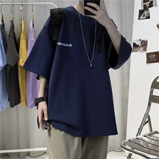 T06常年款男士休闲字母印花T恤衫外套圆领半袖五分袖TEE男女中性，男装T恤，星座115A-3