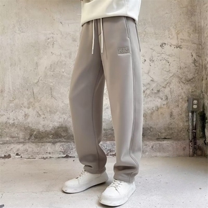 高品质阔腿裤立体刺绣男女直筒百搭运动休闲卫裤弯刀裤SK112P37图片