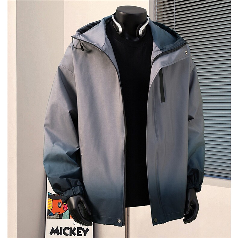 港风山系冲锋衣渐变色大码M-5XL夹克100%聚酯纤维JK77088P85控128,男装夹克,星座227-7