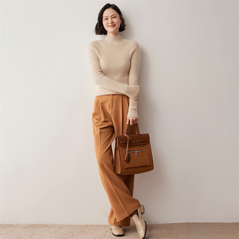 半高领女秋冬新款纯色针织35%羊绒衫2024年秋冬季,女装羊绒衫,蒂暖羊绒