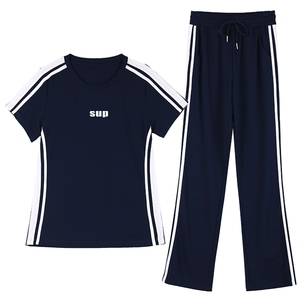 燕颉运动服套装夏装女2023年冰丝夏季薄款短袖休闲时尚两件套洋气图片