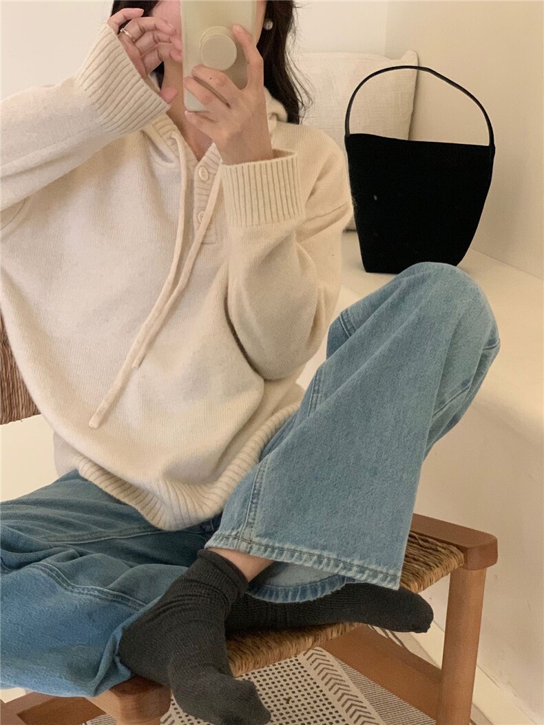 时尚百搭温柔紫色加厚帽衫高端保暖羊毛针织衫,针织衫/毛衣,圣旺供货