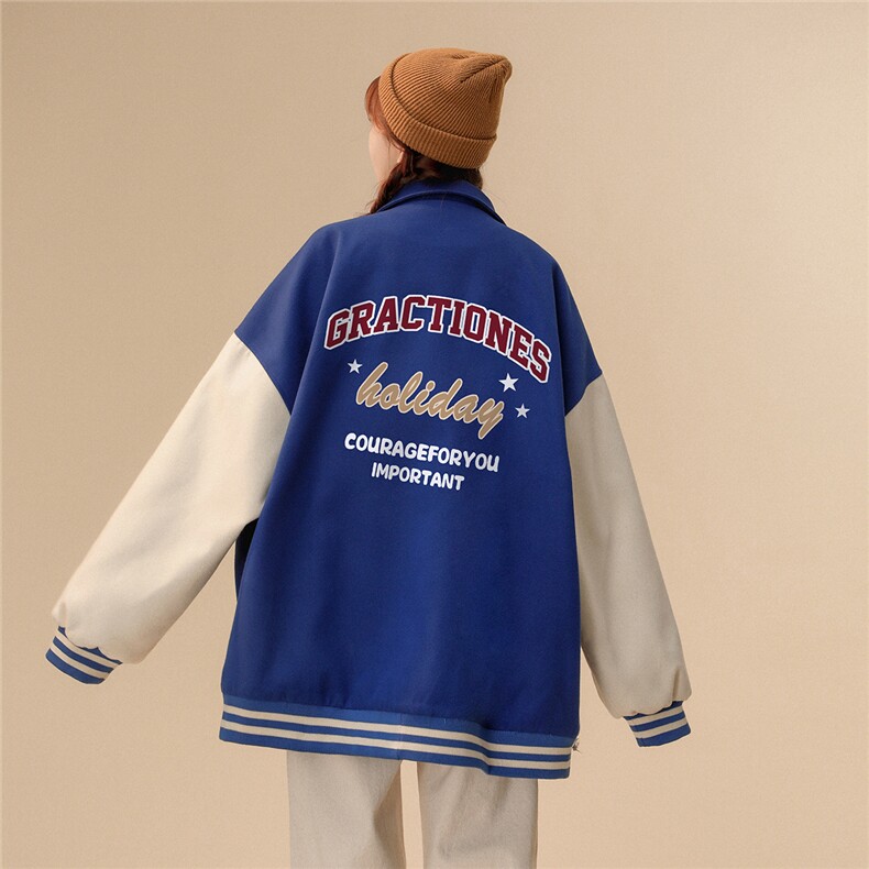 中性23春季时尚潮流拼接翻领字母印花棒球服夹克外套G601P85控98,男装夹克,A247A