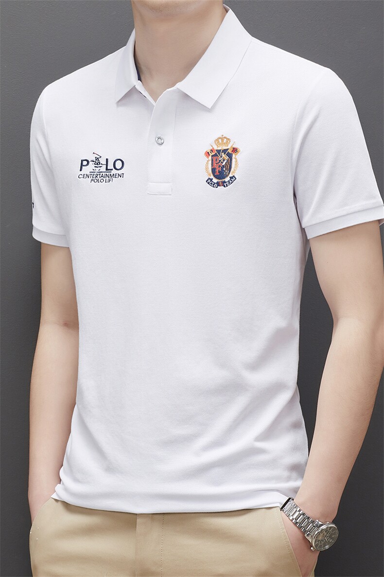 中年男装POLO衫男短袖翻领宽松2023夏季新款时尚休闲简约纯棉夏装,男装Polo衫,电商B212（原钱塘6029）