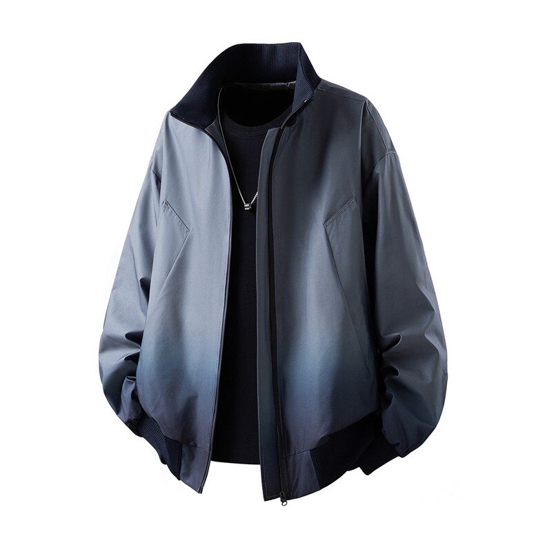 可二开渐变针织立领M-5XL大码聚酯纤维夹克JK78088P85控138，男装夹克，星座227-7