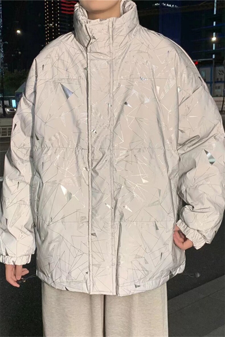 冬季立领反光衣男加厚ins潮牌帅气百搭宽松外套服W2243-P82,男装棉衣,星座512-4
