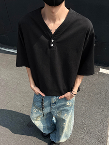 现货 夏新男高品质大码宽松短袖T恤V领打底衫513DT3536P33图片