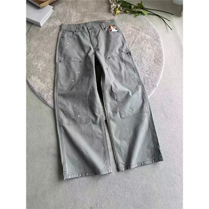 水洗纯棉大口袋工装裤男款褶皱伞兵裤子宽松休闲长裤MKA407 P63图片