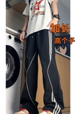 冰丝薄款条纹运动裤男夏加长高个子冲锋裤190cm115休闲裤KZ047P55，男装休闲裤，电商B312