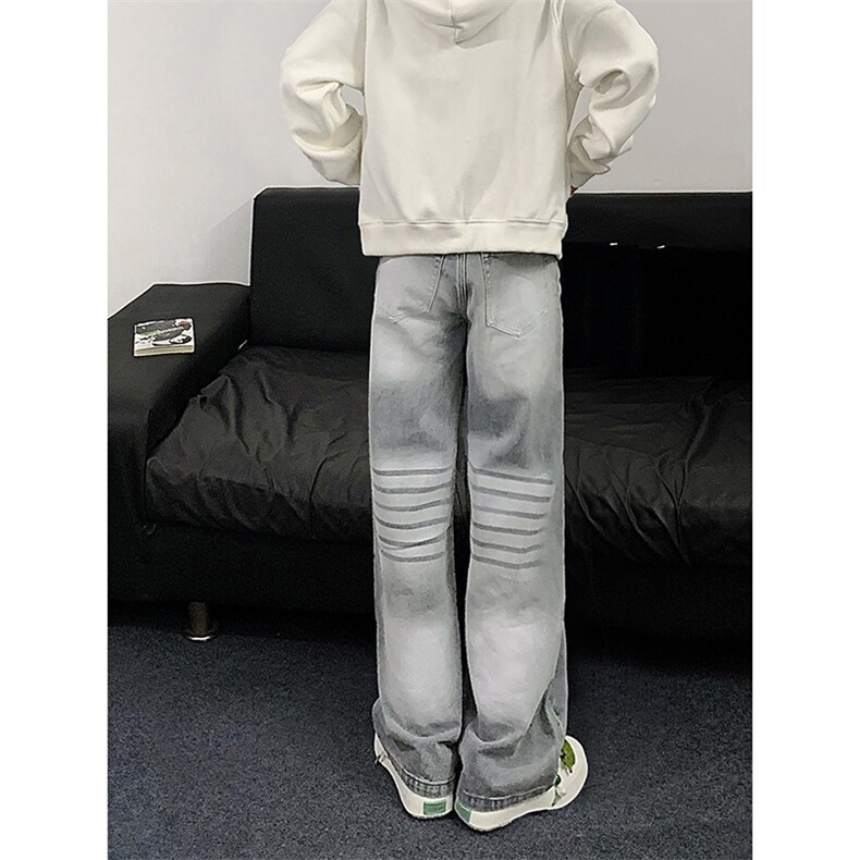 B221美式ins高街暗黑重工艺宽松直筒牛仔裤LK23125-P65控88,男装牛仔裤,电商B221