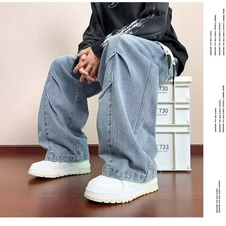 N54-P452025秋季新款美式复古牛仔裤男时尚宽松直筒阔腿休闲,男装牛仔裤,电商B323A