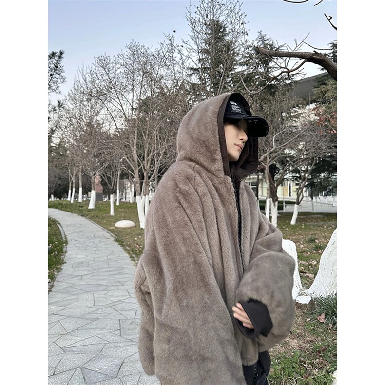 两面穿现货重磅短款座山雕棉衣男女双面穿毛毛绒棉服加厚外套图片