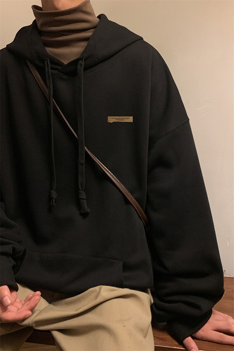 特P42无差价小众大口袋连帽贴标男女情侣320克高克重华棉卫衣W414,男装卫衣,电商A001-1