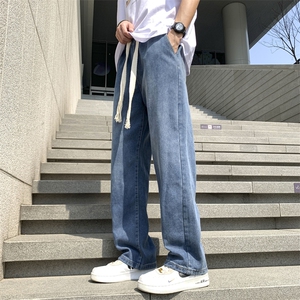 阔腿牛仔裤男款春夏季宽松直筒高街水洗做旧裤子224-1-KH026外贸