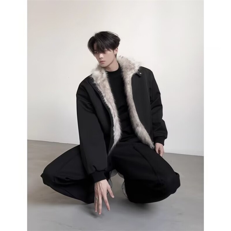 加绒加厚冬款男立领座山雕毛棉袄保暖宽松外套MY781P88,男装棉衣,星座1013-1