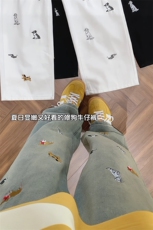 2025秋季新款内景小狗刺绣牛仔裤M-5XLGK25408-P50，男装牛仔裤，电商A022