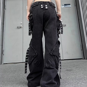 美式复古解构工装牛仔裤男女拼接设计感小众潮流长裤子图片