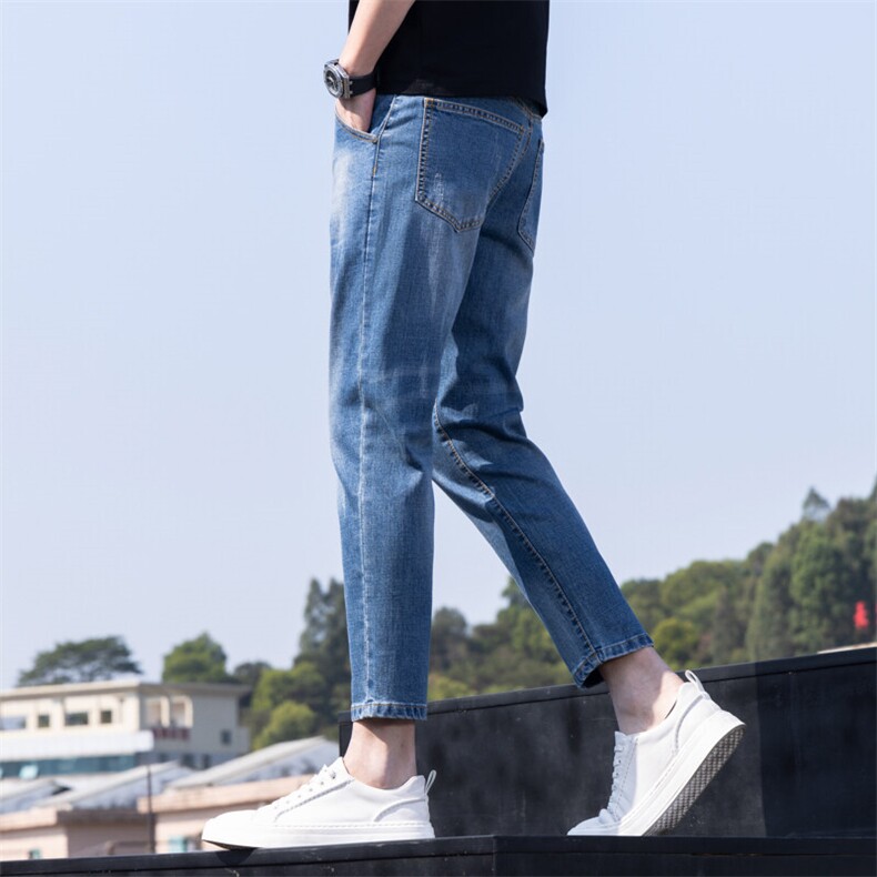 特批P45无差价春季潮牌百搭新款牛仔裤男弹力修身小脚九分裤302,男装牛仔裤,星座1006-1