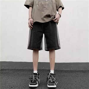 渐变牛仔短裤男夏季美式复古炸街痞帅宽松休闲五分裤DK01632-P38图片