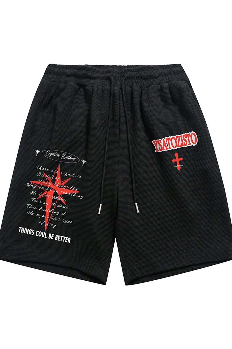 白底23新款夏季印花时尚百搭休闲潮流宽松五分裤短裤A89P35控58,男装牛仔裤,电商A247-1