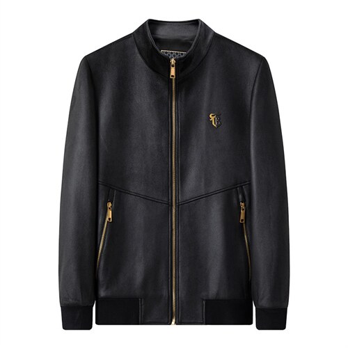 2021青年男商务休闲基皮夹克衫中年立领新款外套男ASDF8813-P230图片