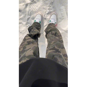 wassup happy迷彩牛仔裤男春秋季夏款潮牌直筒阔腿裤宽松休闲裤子图片