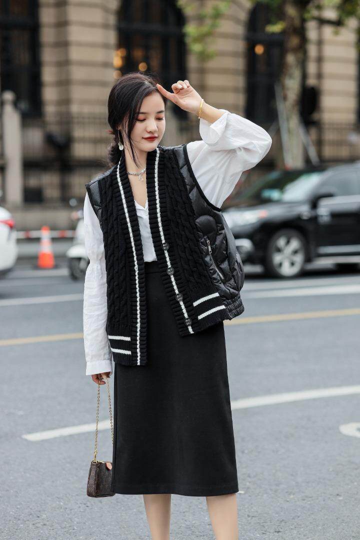 现货羽绒拼接马甲，女装马甲，维多利亚