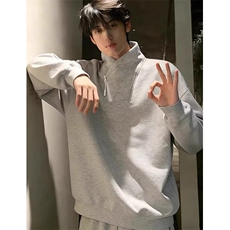 男女长袖T恤春秋季新款上衣设计感斜拉链交叉立领卫衣W8018，男装T恤，星座1116A（原606A-3）