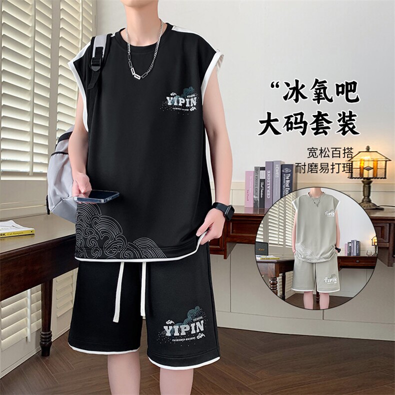 T07-P47 控69 加肥加大现货夏季美式男士休闲运动套图片