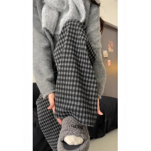 女风 加绒格子休闲阔腿裤ZK0312-P45 加绒53图片