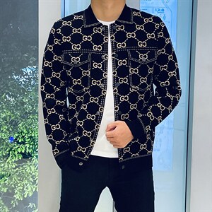 2022年新款提花夹克男翻领针织开衫外套潮 钱塘5051 6056 P185图片