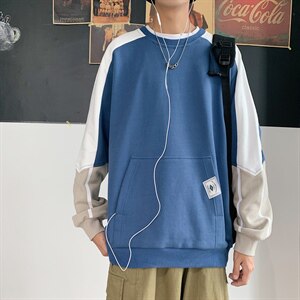 秋季新款潮流上衣圆领贴标袋鼠口袋宽松男士休闲卫衣CYWY8859-P30图片