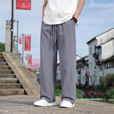 风亚麻透气休闲裤男士2025夏季新款休闲百搭直筒裤2412-P55，男装休闲裤，电商A008