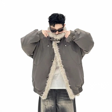 (网图)复古鹿皮绒座山雕棉服潮牌情侣百搭保暖棉服313B-PM08-P115，男装棉衣，星座313B