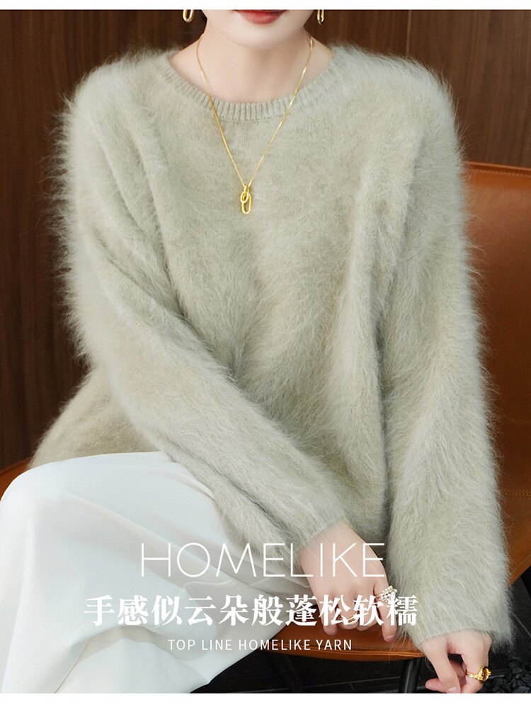 新款圆领针织衫时尚百搭保暖舒适,针织衫/毛衣,浩晟纯山羊绒