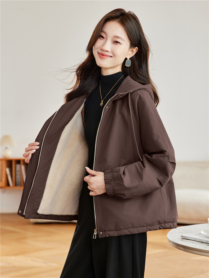 现货2025冬装新款加绒加厚连帽时尚经典女士派克服棉服,女装派克服,木子恋