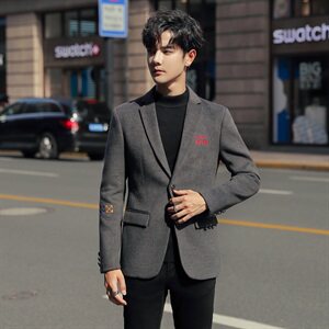 秋冬西装领男毛呢外套社会小伙店主风毛呢夹克青春N7601-P120图片