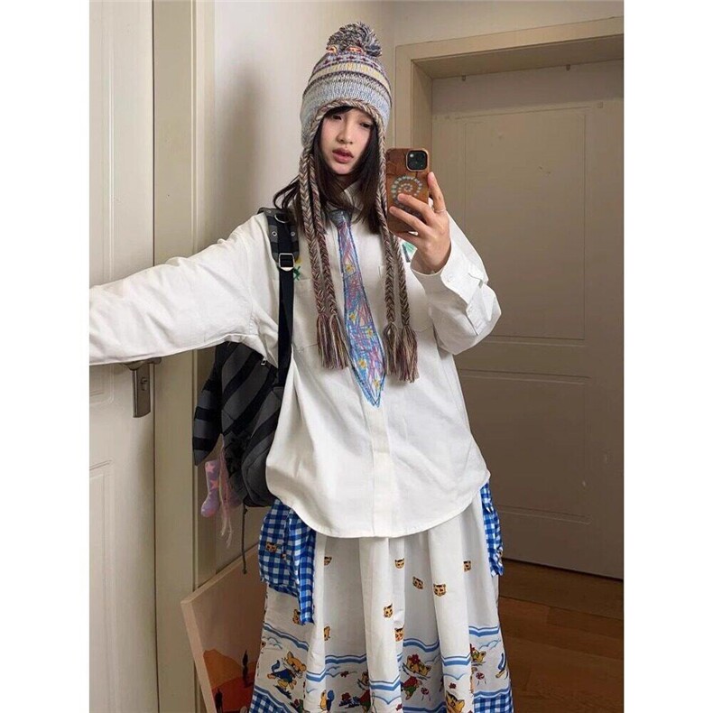 创意设计感蜡笔手绘领带衬衫男女趣味学院风涂鸦衬衣LC30177-P42,男装衬衫,星座1008