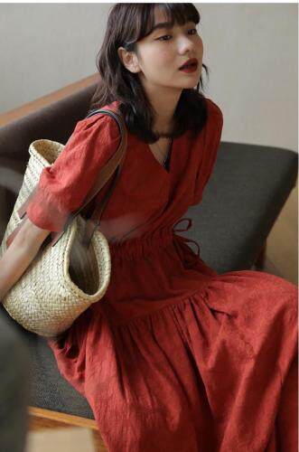 复古红连衣裙销量5W?，女装连衣裙，TWO LAPS