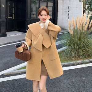 卡其色温柔系双面呢羊毛大衣外套女秋冬2025新款独特漂亮超火气质图片