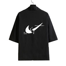 HF59111-P40风汉服男开衫外套七分袖道袍砖墙挂拍，男装民族服装，电商A040A