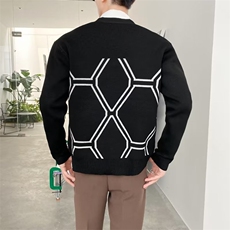 毛衣长袖2023慵懒菱形潮针织衫开衫MG02P43，男装针织衫/毛衣，星座1116-2
