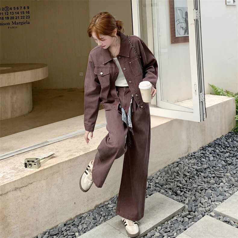 已25秋【新品】韩系工装休闲水洗牛仔套装5517-P205-K299,女装套装/套裙,2C305
