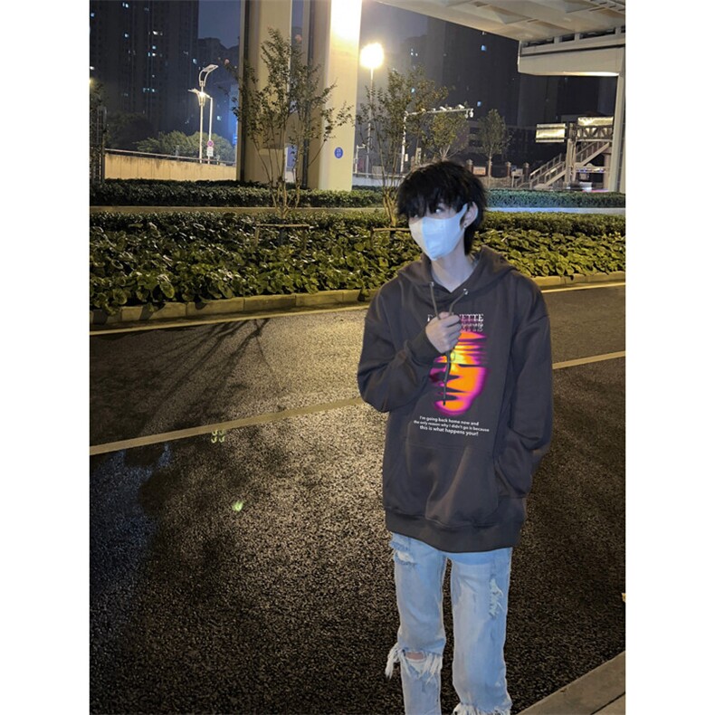 克苏鲁科技印花LOGO男女情侣潮牌连帽卫衣,男装卫衣,星座310A-4