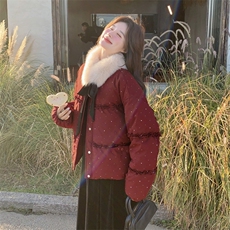 9852款-P300-K42890绒羽绒服（配真狐狸毛领），女装羽绒服，2C011