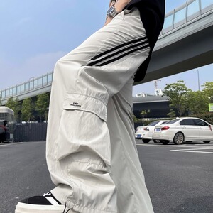 美式速干冲锋裤子男士夏季薄款条纹直筒宽松运动长裤E8600-P42图片