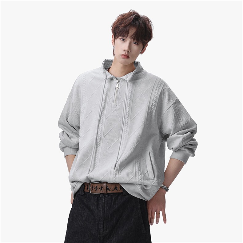 卫衣男春季新款港风宽松提花大码长袖T套头上衣WY9975-特P42，男装T恤，星座214-3